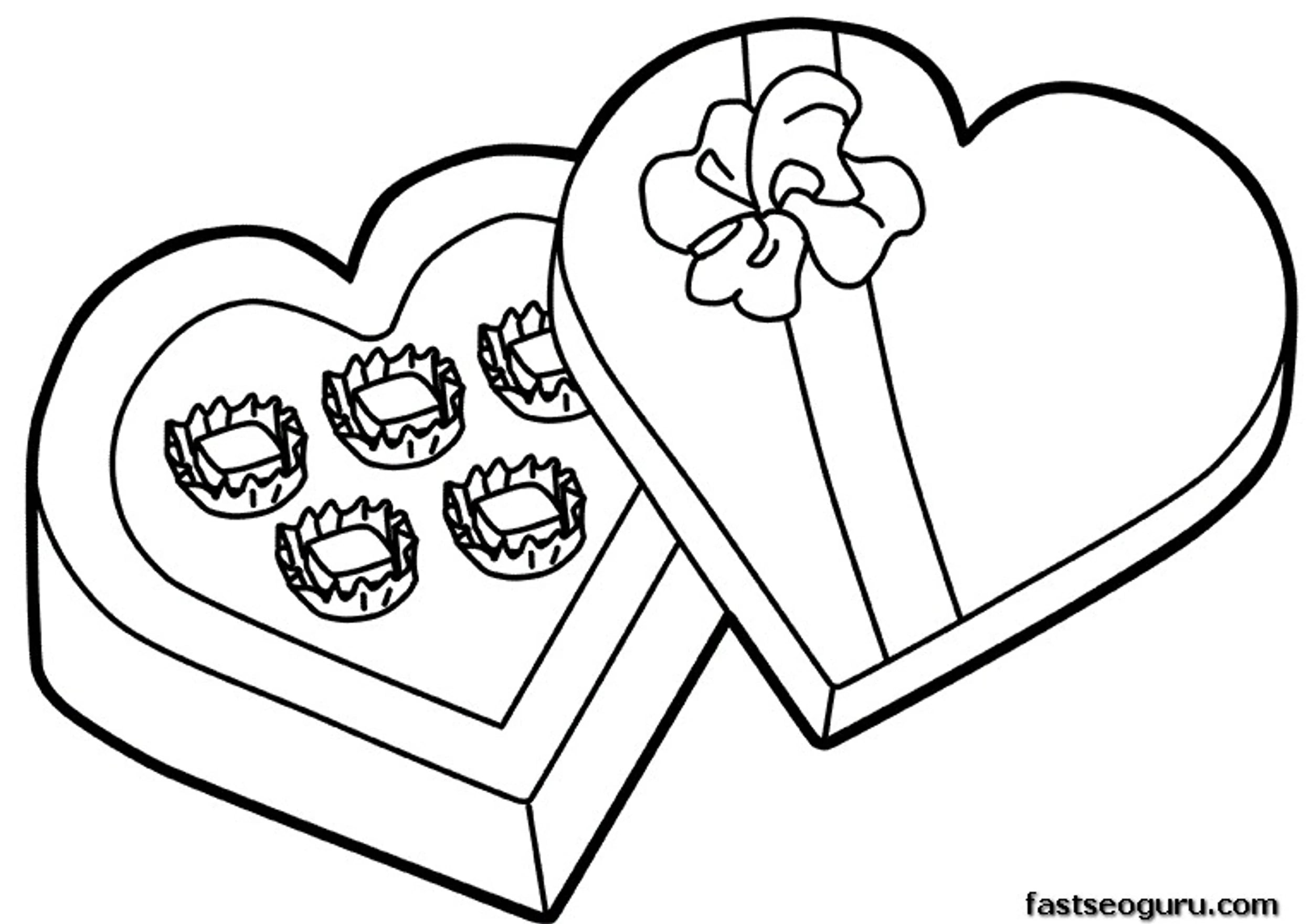 Printable Valentines Day Candy Gift Coloring Pages