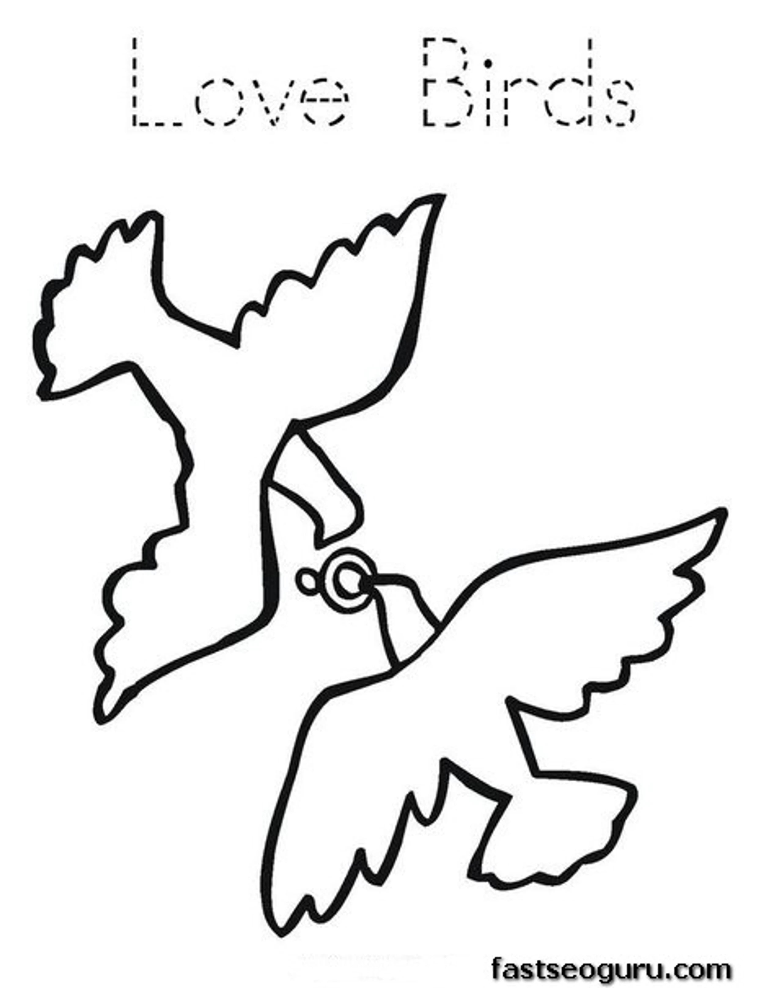 Printable Valentines Day Love Birds Coloring Page