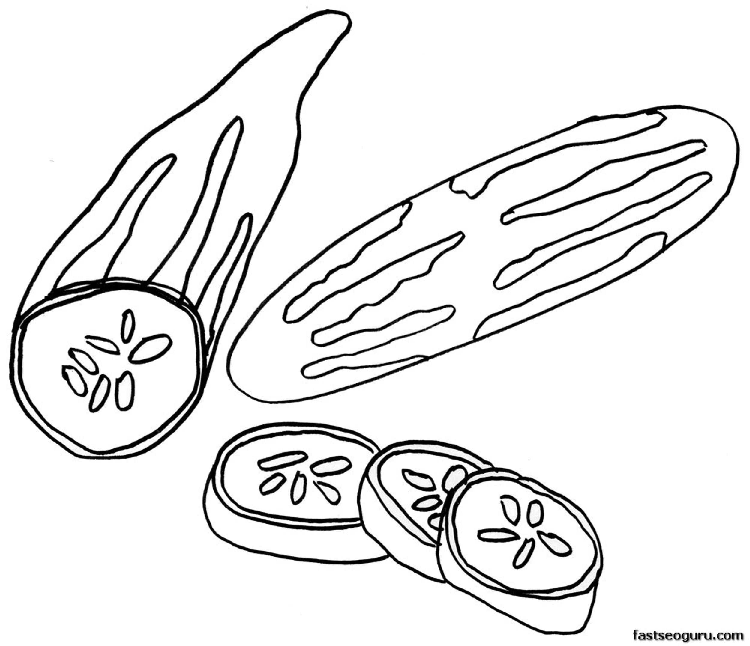 Printable Vegetable Cucumber Coloring Page