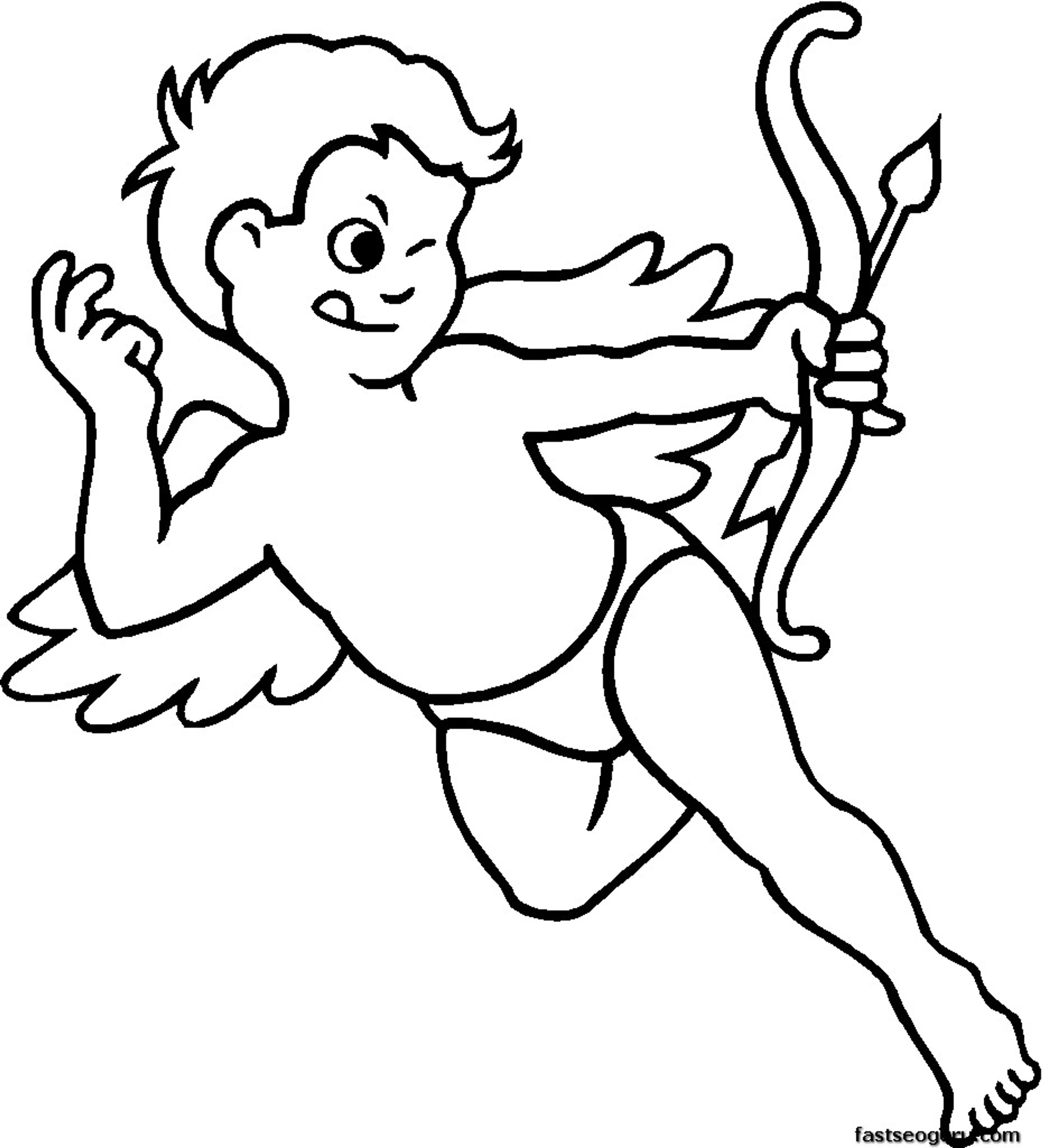Valentines Day Cupid With Bow And Arrow Coloring Page