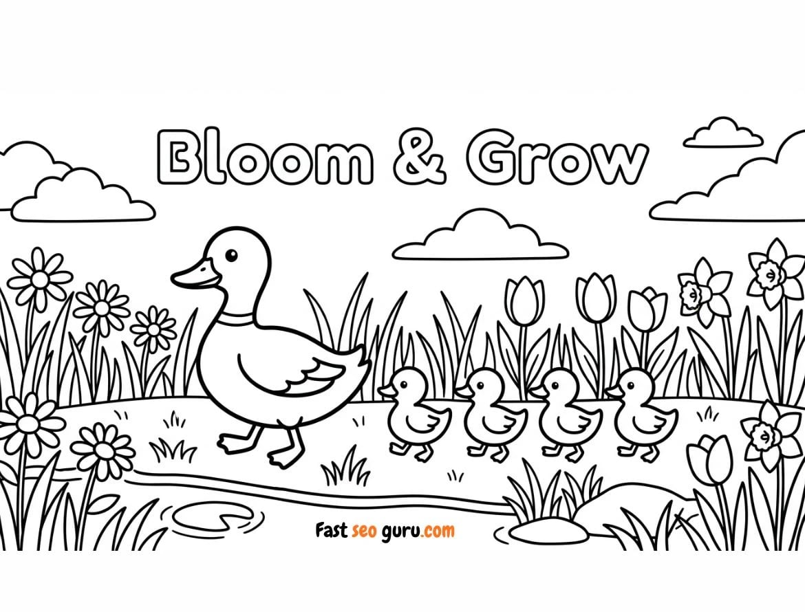 Bloom & Grow Spring Ducklings Coloring Page