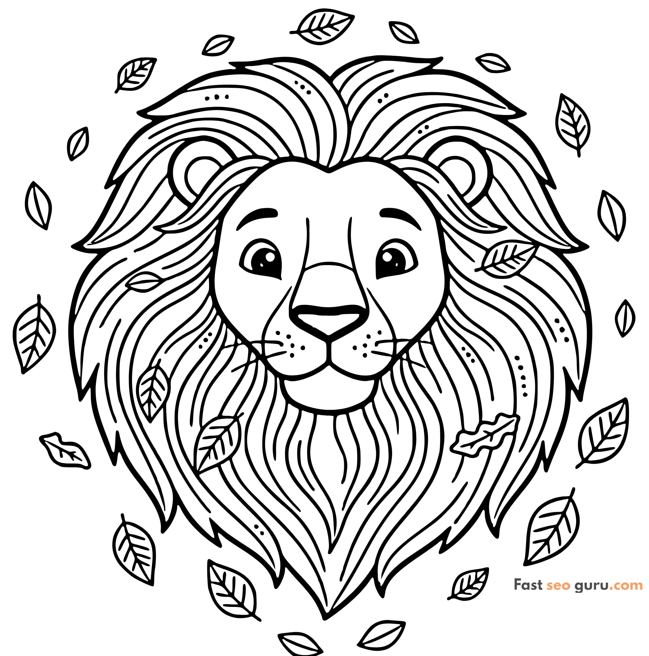 Detailed Lion Coloring Page Printable For Kids And Adults