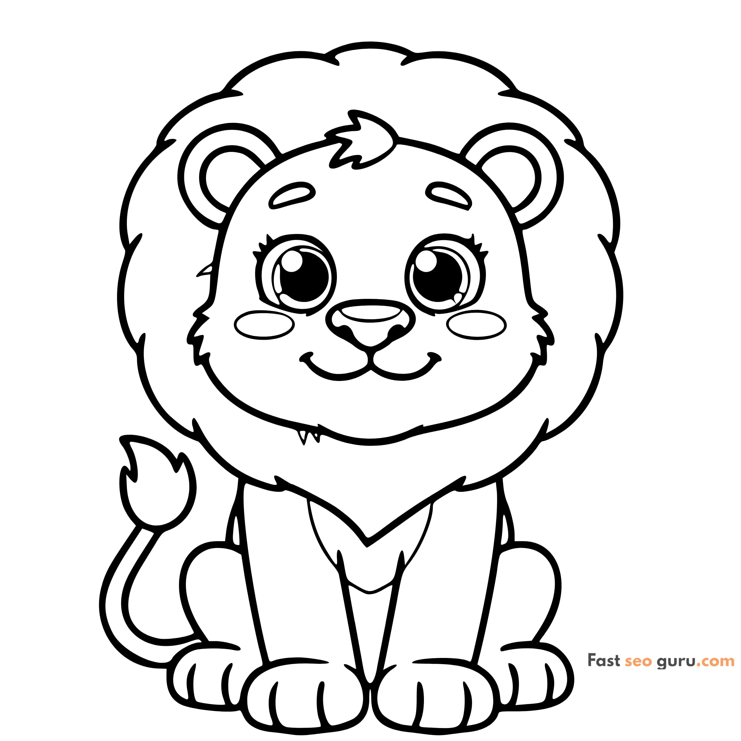 Easy Lion Coloring Page Simple Printable For Kids