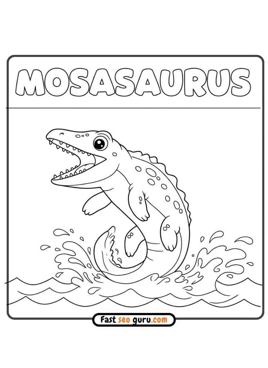 Cartoon Mosasaurus Coloring Page – Free Printable For Kids