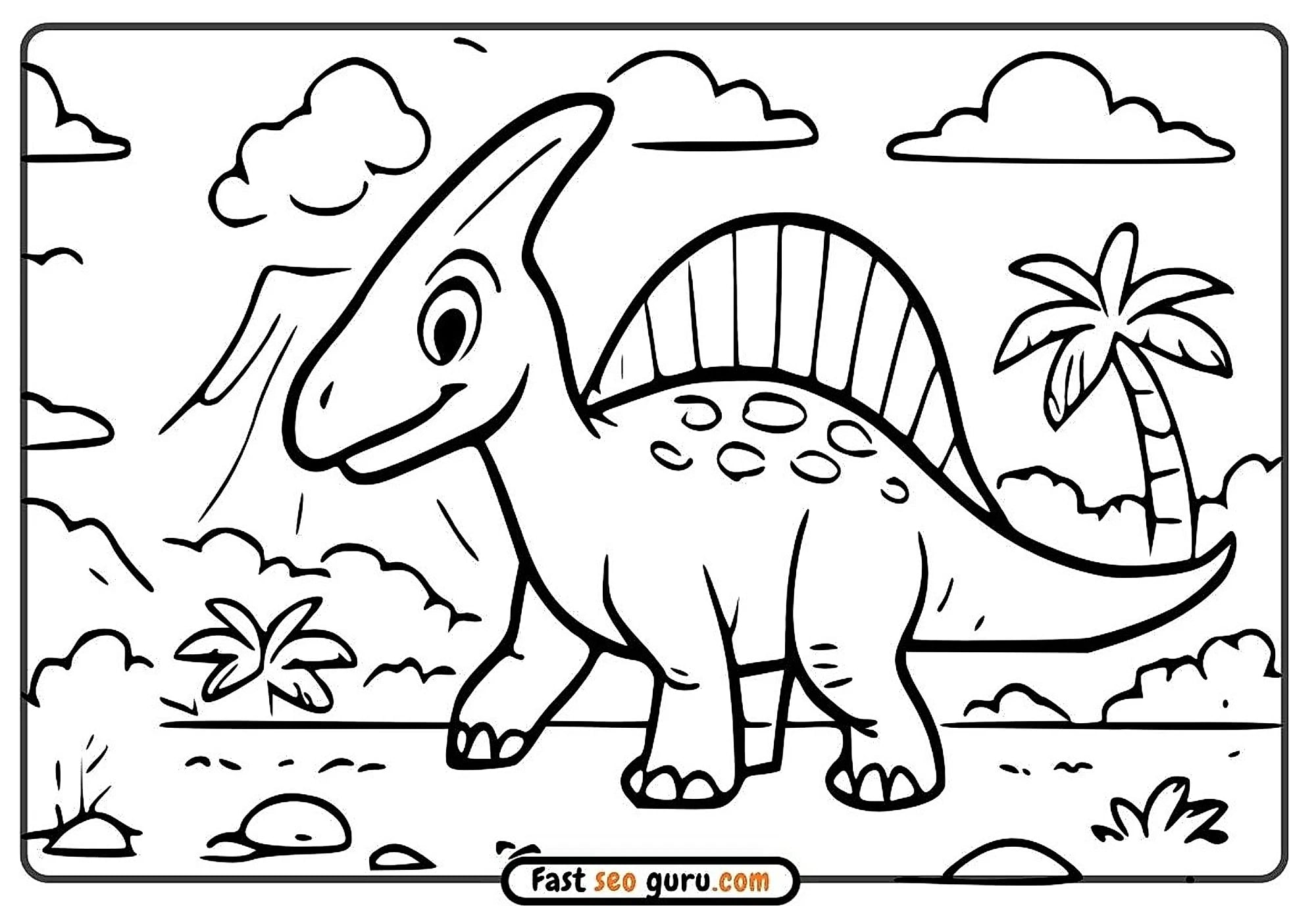 Cute Baby Parasaurolophus Coloring Page – Free Printable For Kids