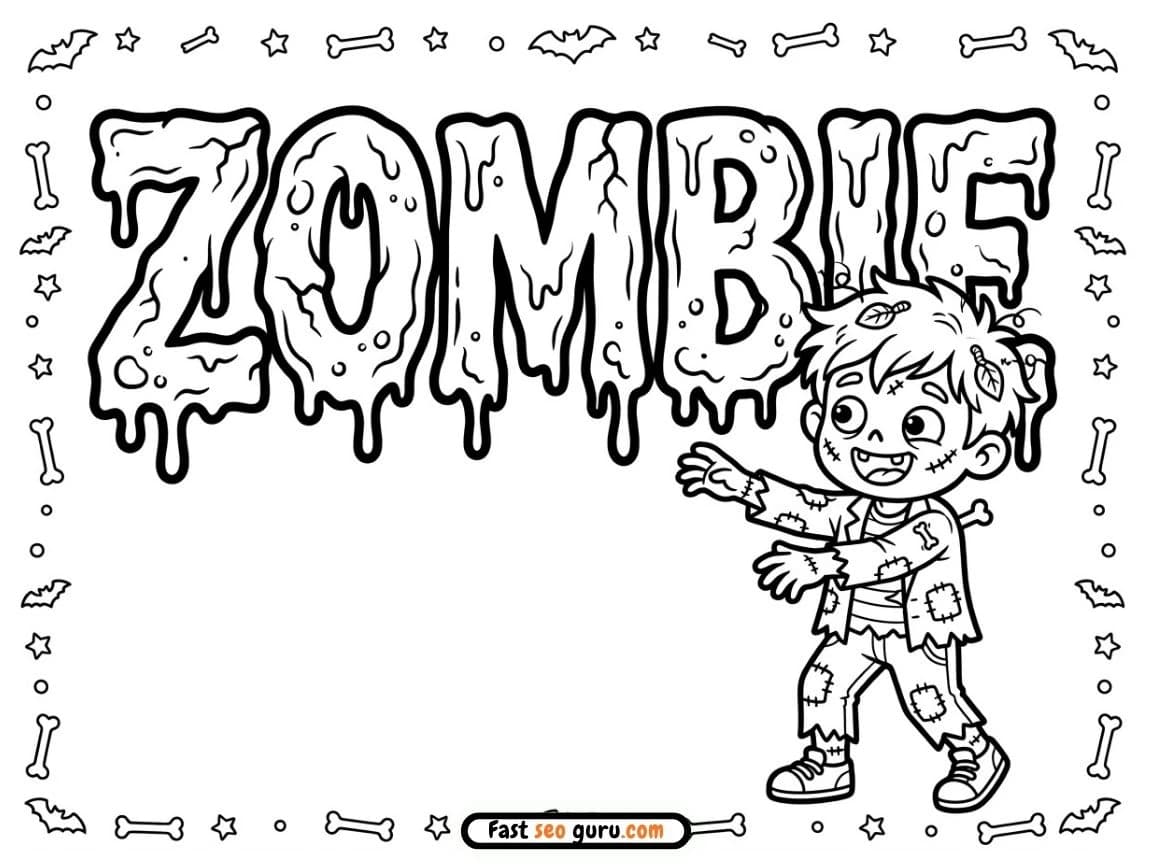 Zombie Coloring Page: Easy Coloring Page & Pictures to Color