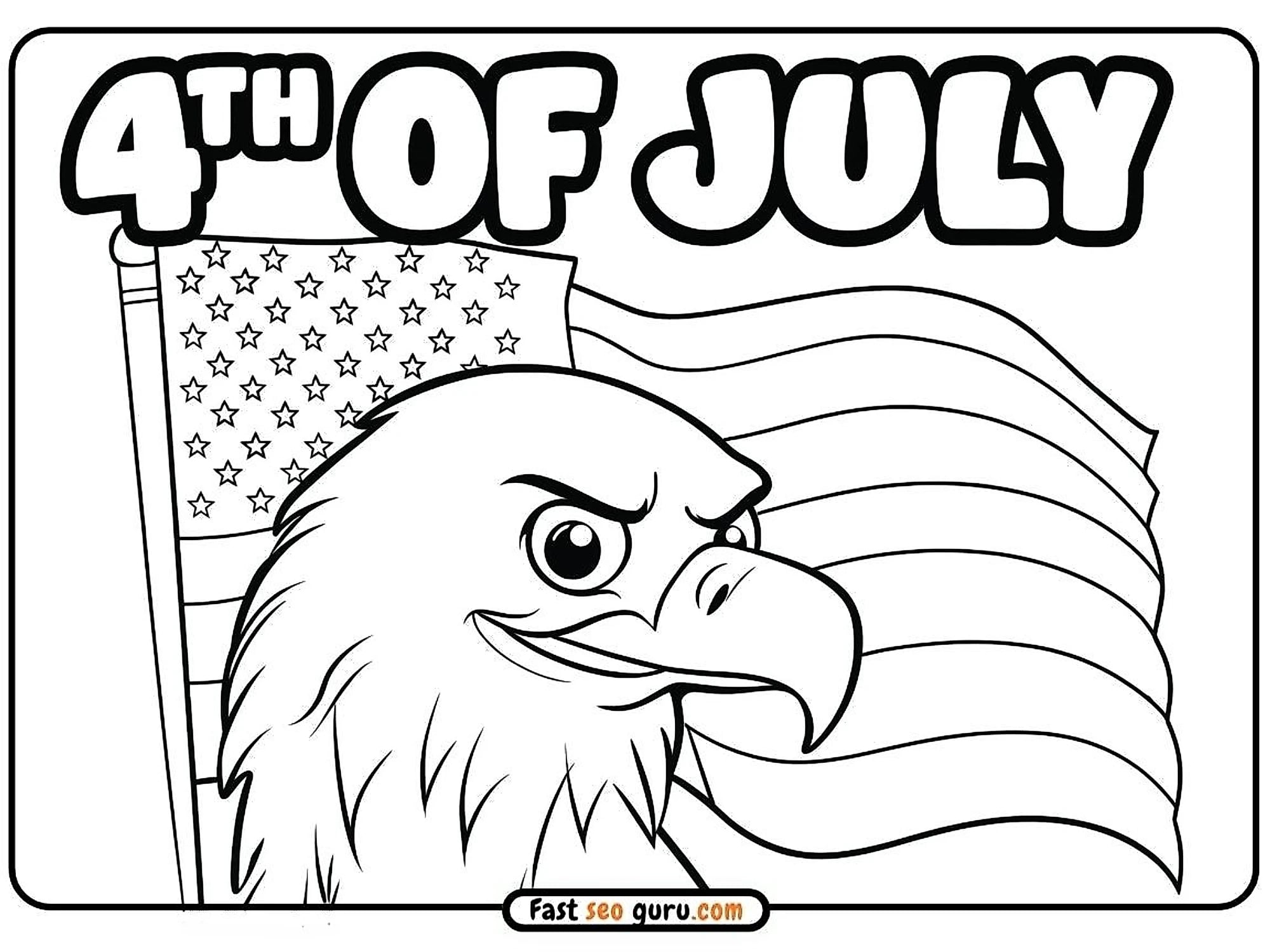4th Of July Bald Eagle American Flag Coloring Page – Free Printable For Kids