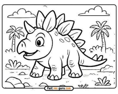 Baby Stegosaurus Coloring sheet – Free Cute Pictures to Color for Kids