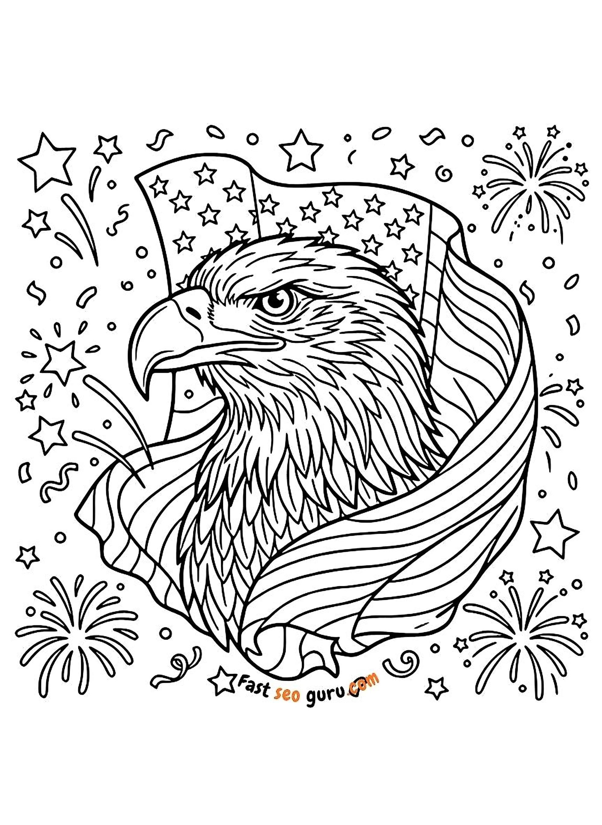 Bald Eagle American Flag 4th Of July Coloring Page – Free Printable