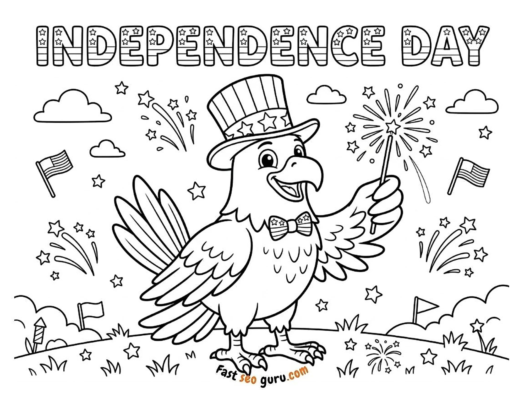 Bald Eagle Independence Day Coloring Sheet – Free Printable For Kids