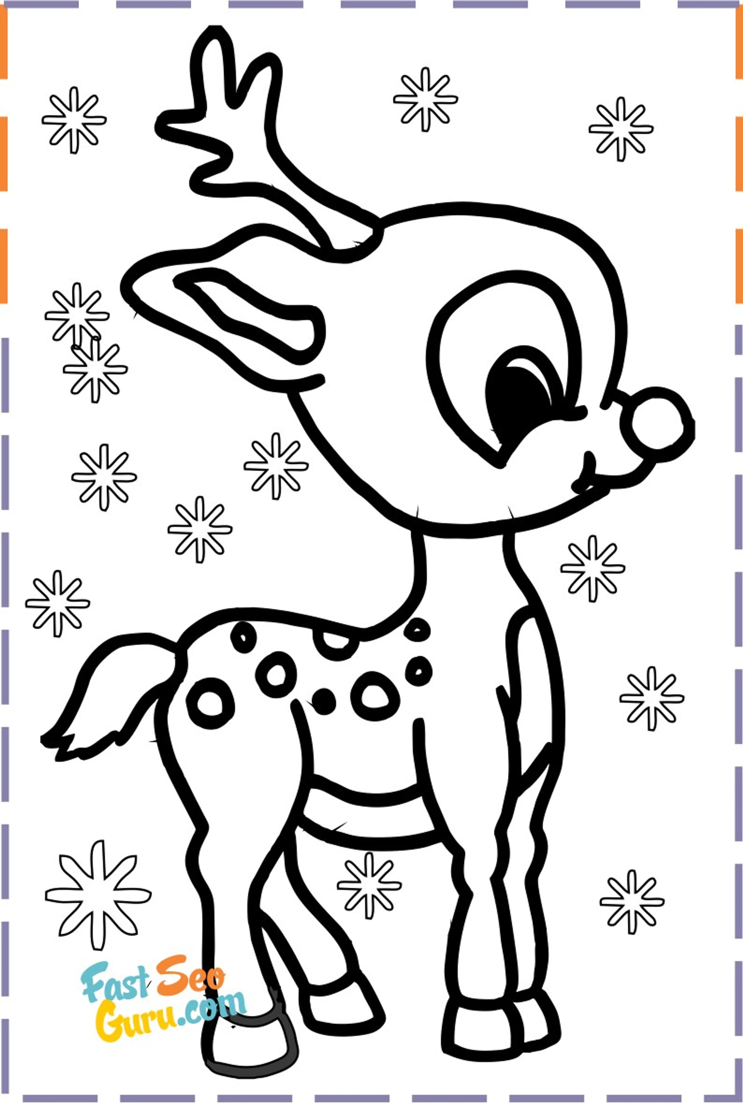 Christmas Baby Reindeer Printabel Coloring Pages