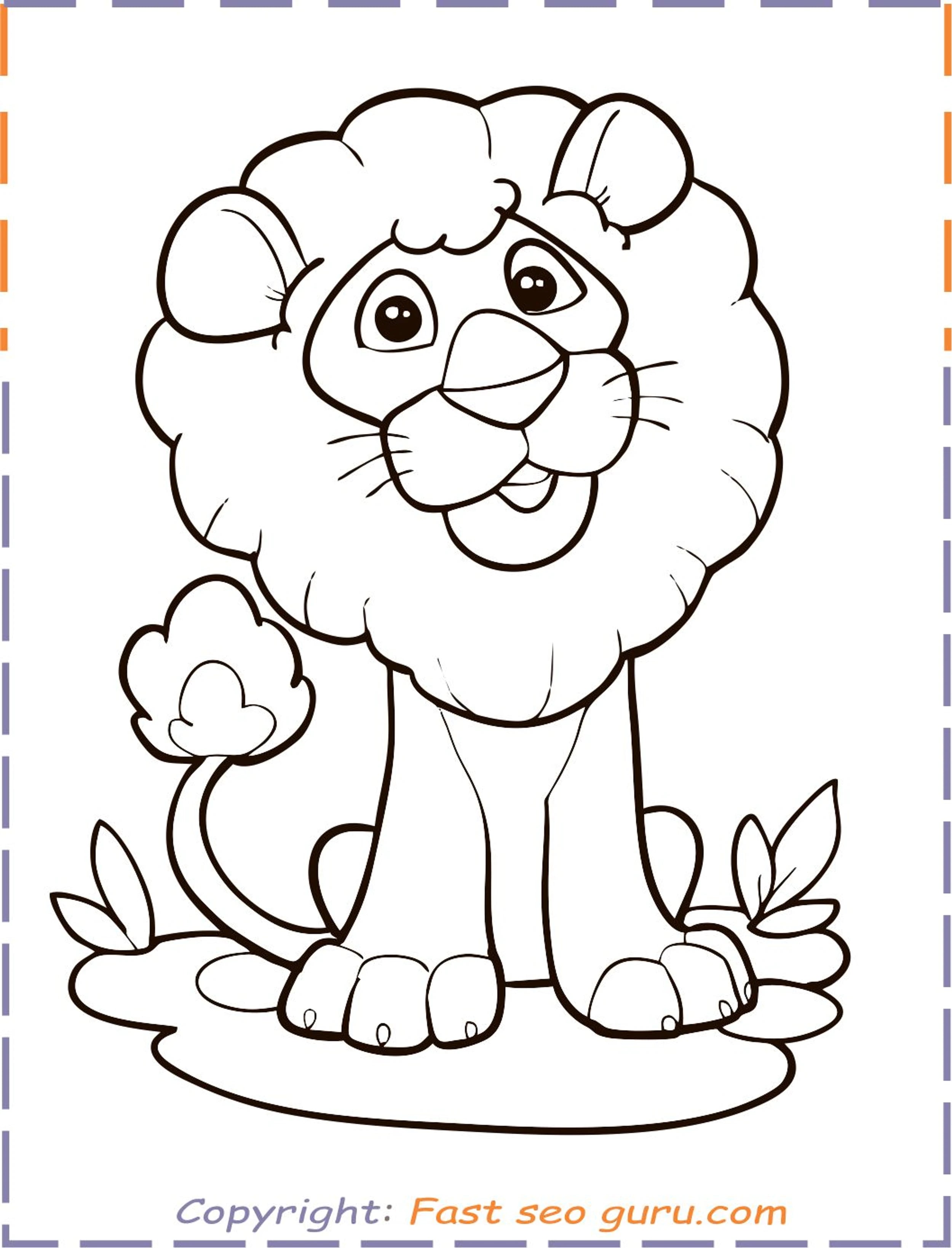 Coloring In Pages Animals Lion To Print Out