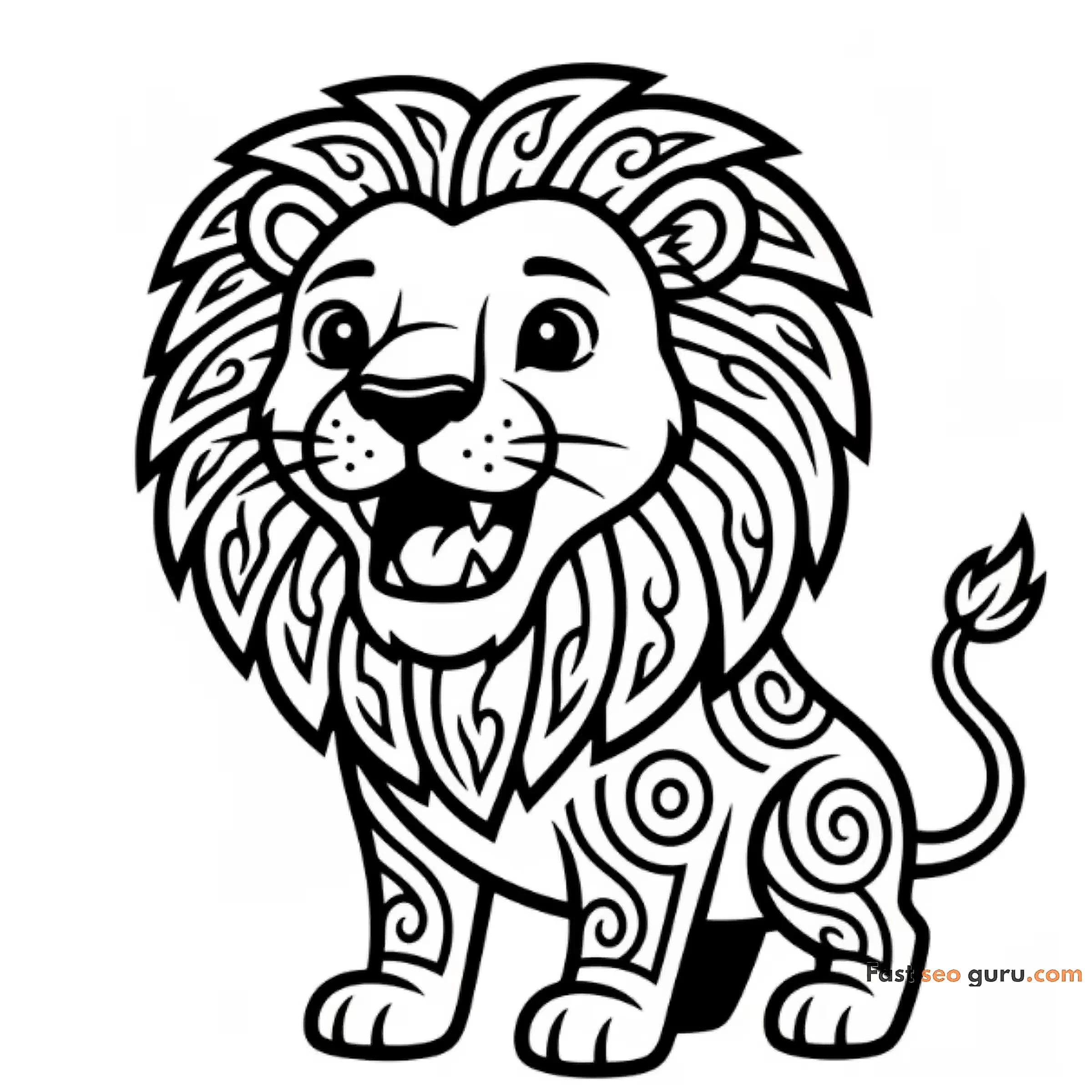 Lion Mandala Coloring Page Detailed Wild Animal Drawing
