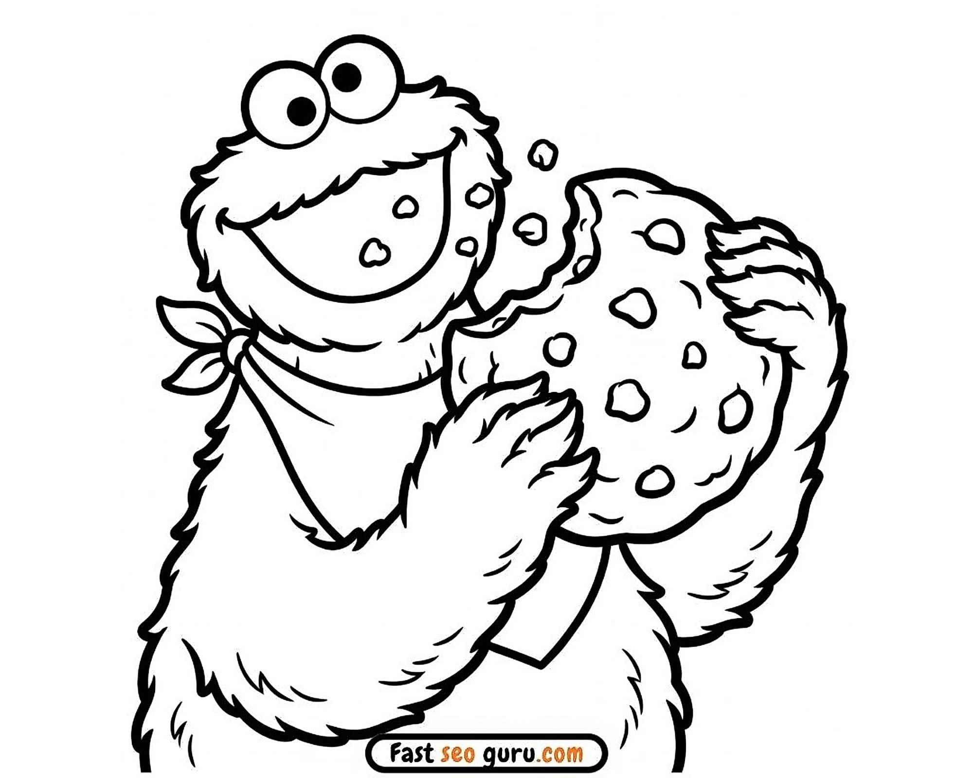 Cookie Monster Bib Coloring Page – Free Pictures To Color For Kids
