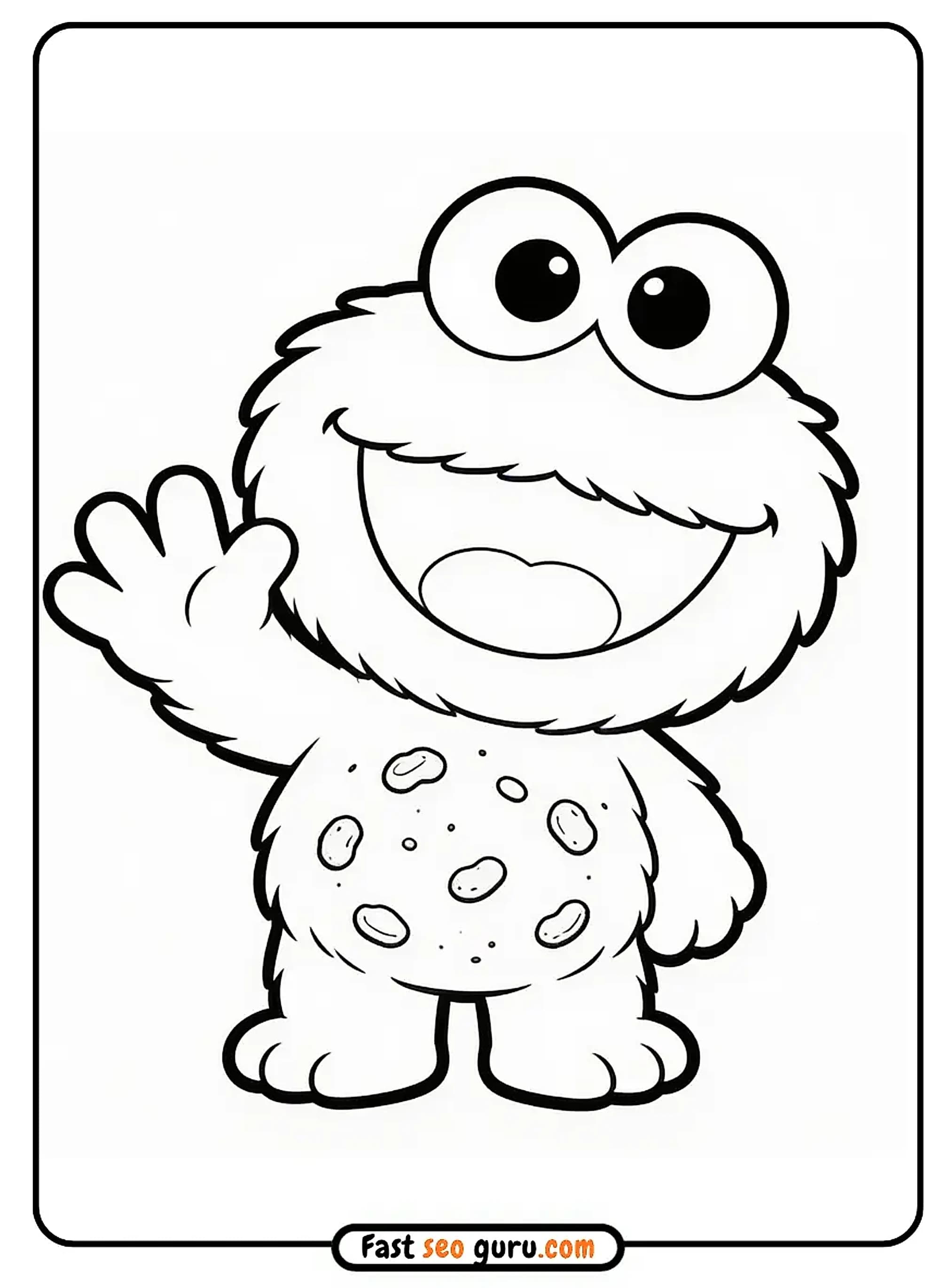 Cute Baby Cookie Monster Coloring Page For Kids