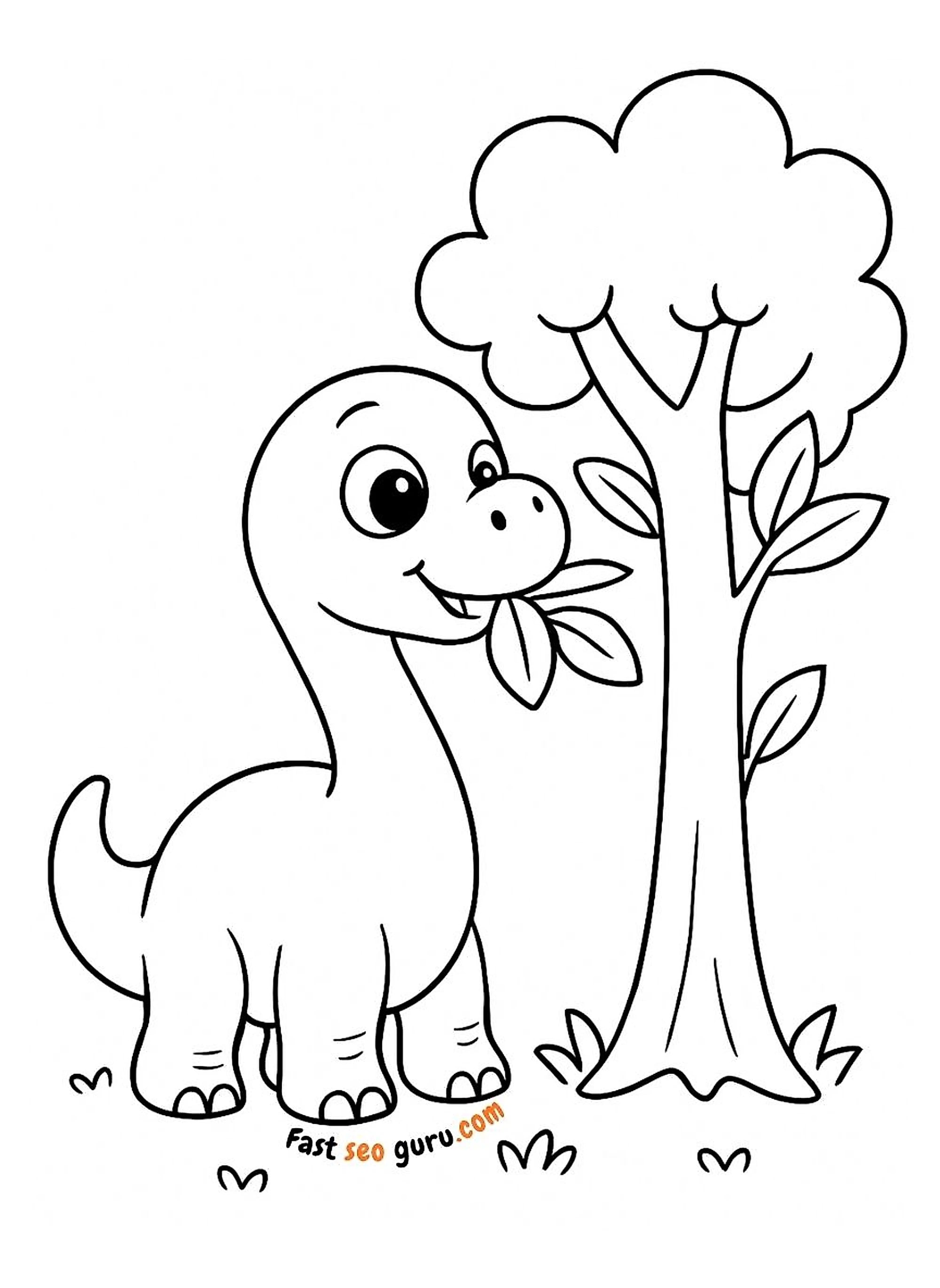 Cute Brachiosaurus Easy Coloring Page – Free Printable For Kids