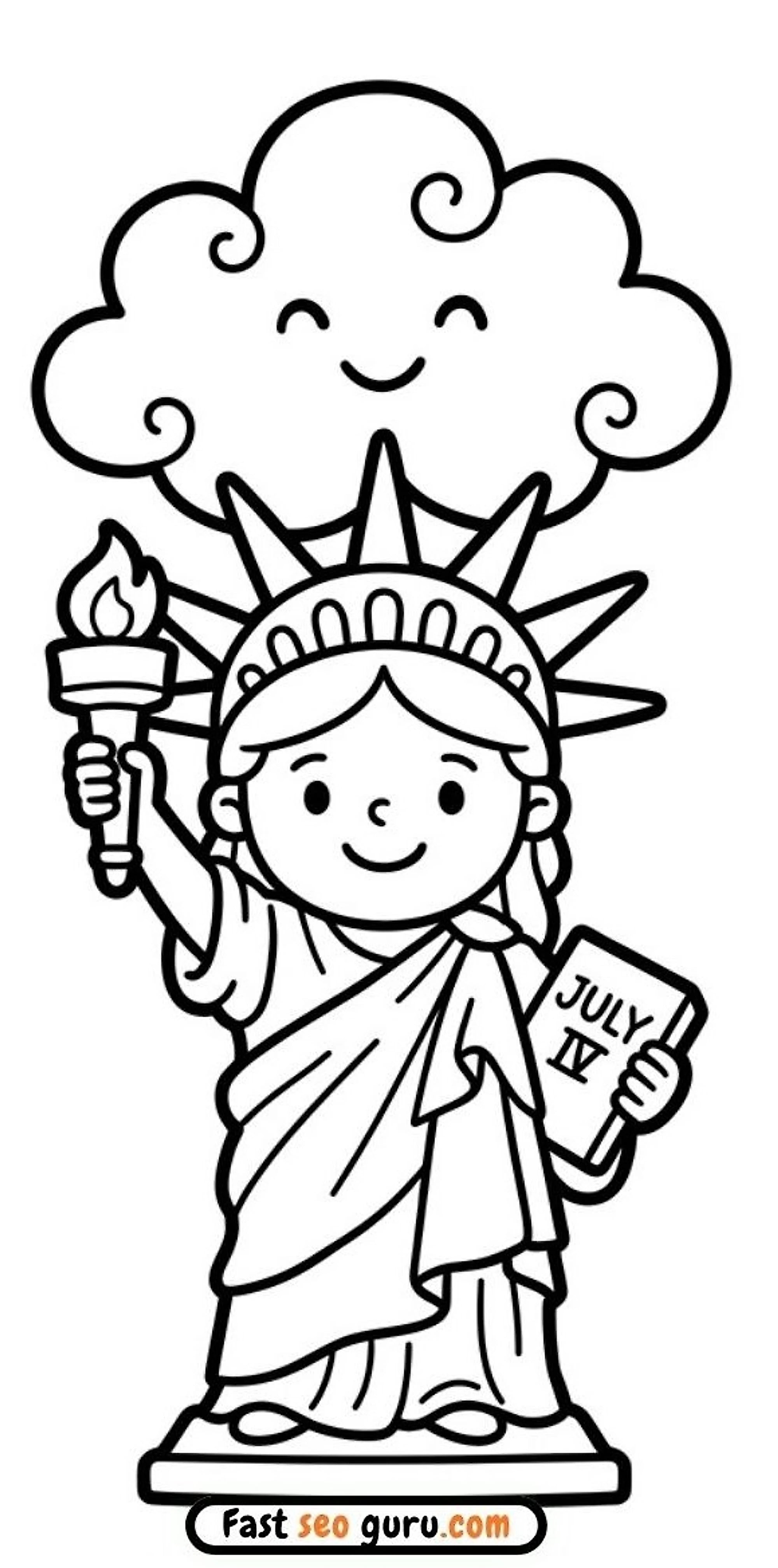 Cute Statue Of Liberty Coloring Page – Free Printable For Kids