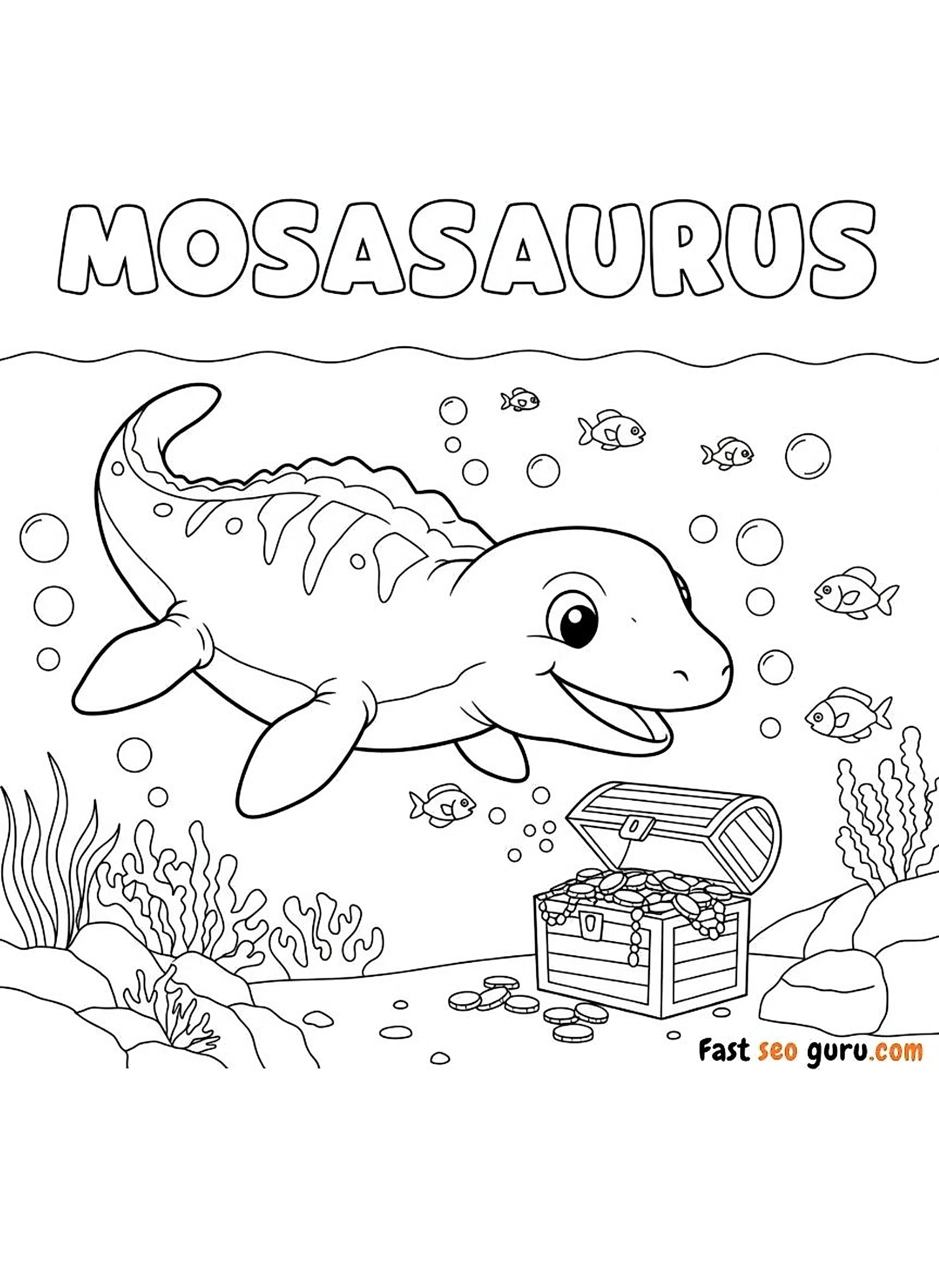 Cute Mosasaurus Pictures To Color – Free Printable For Kids