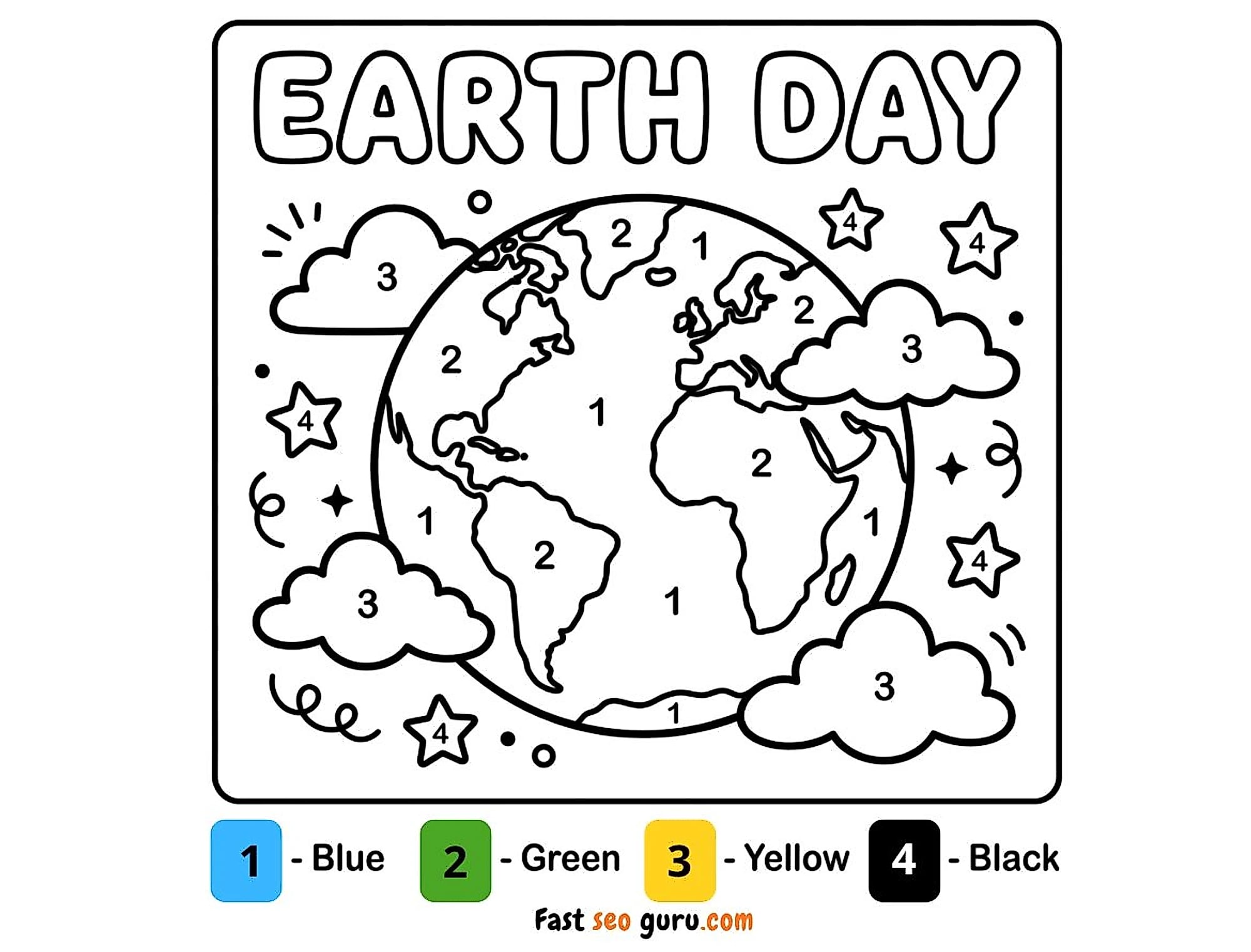 Earth Day Color By Number Printable Educational Activity For Kids