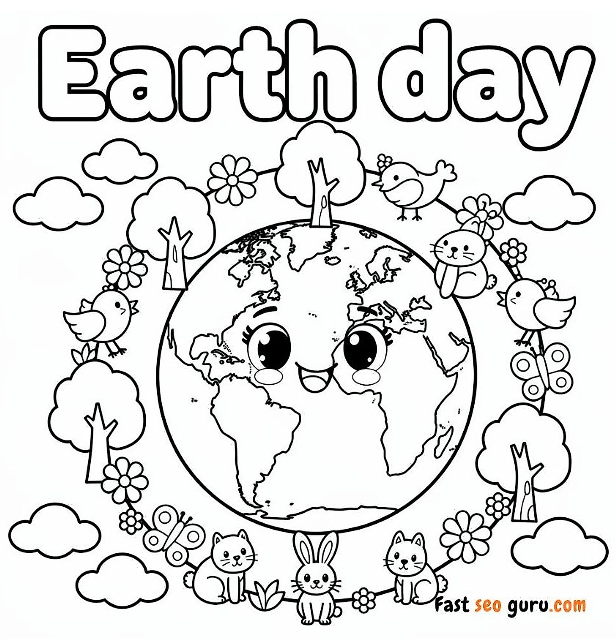 Earth Day Coloring Pages Printable For Kids