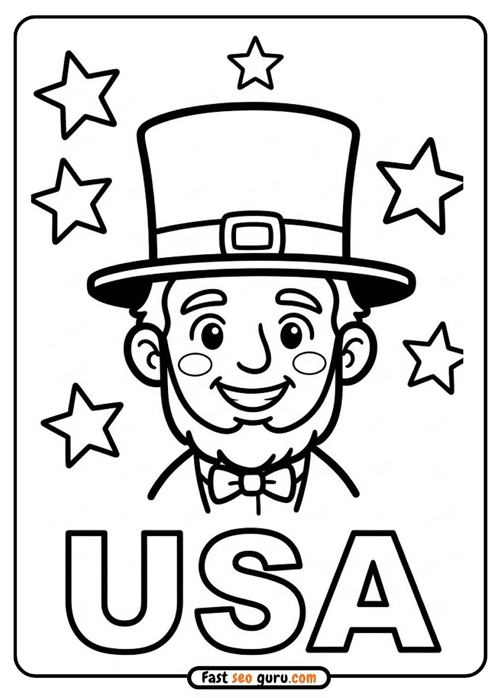 Easy Abraham Lincoln Usa Coloring Page – Free Printable For Kids
