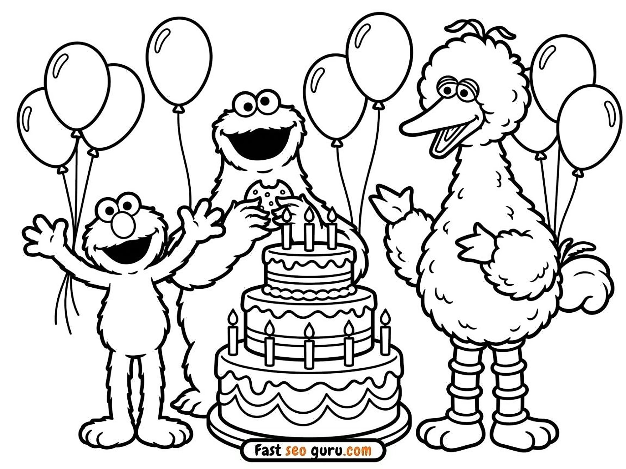 Free Birthday Coloring Page: Printable Sesame Street Pdf Now
