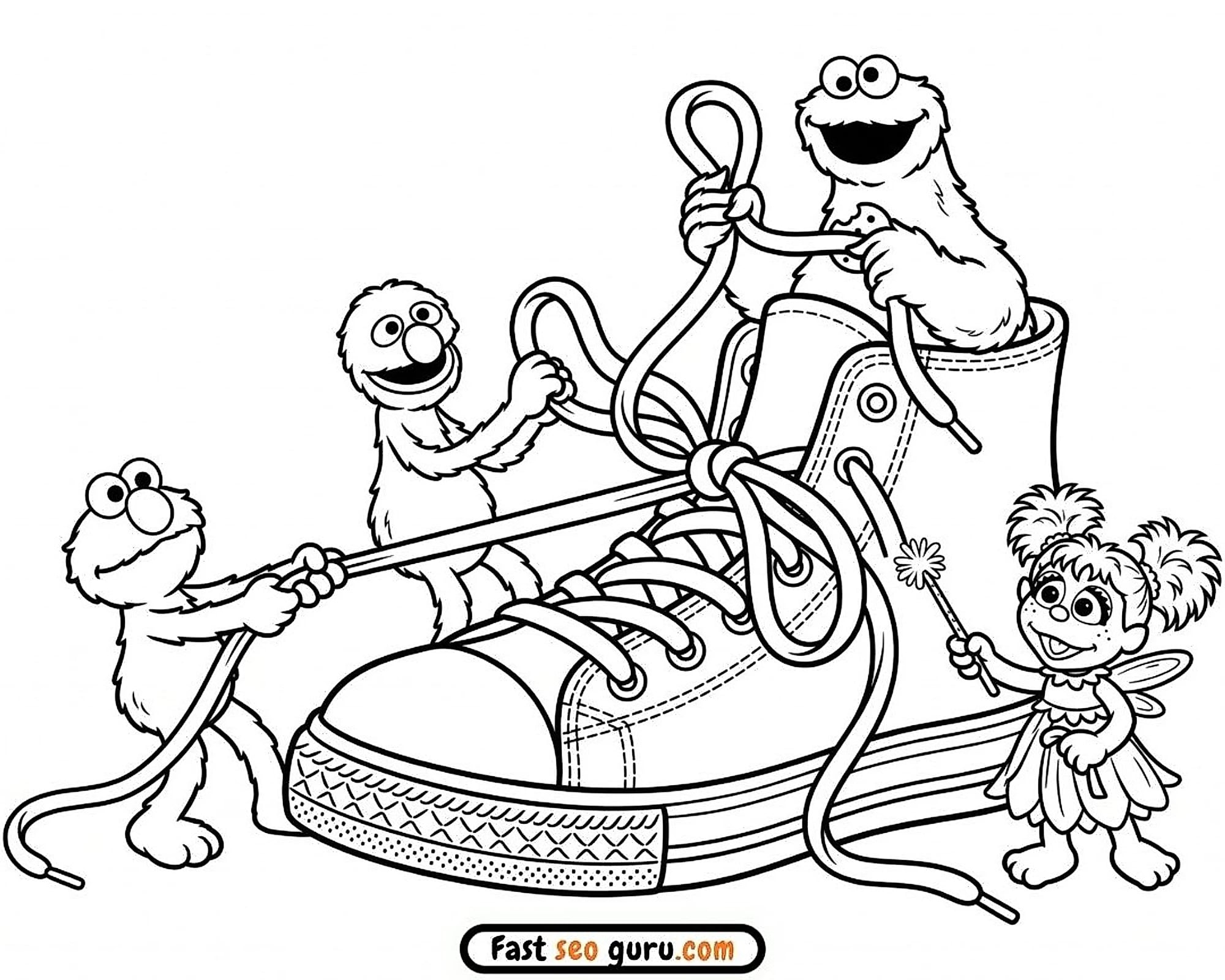 Cookie Monster & Elmo: Easy Coloring Page & Pictures To Color