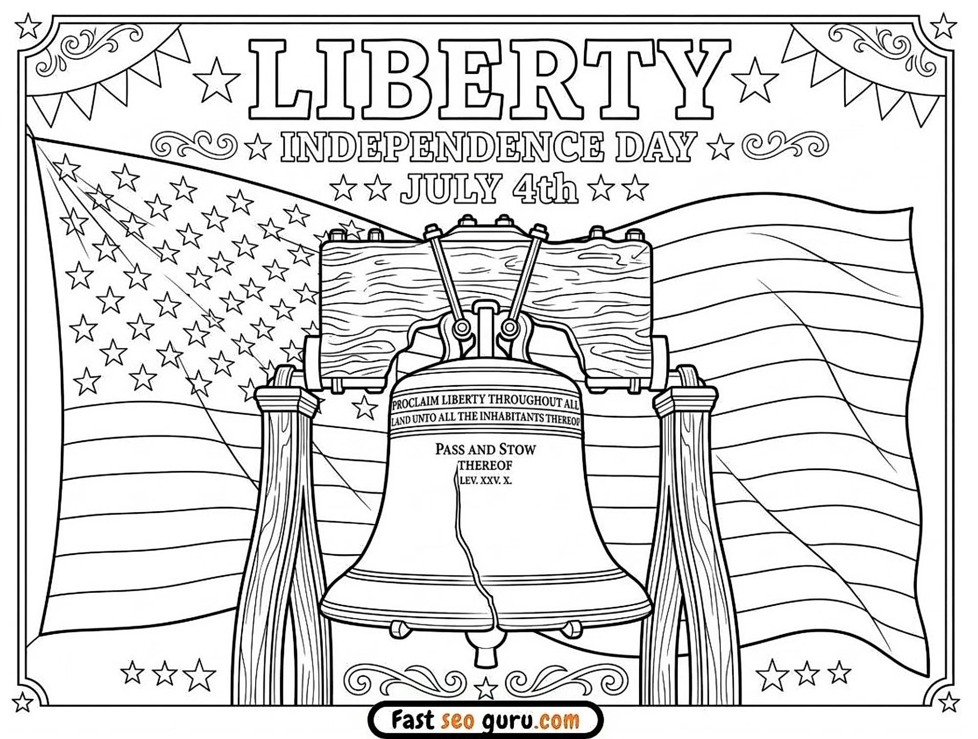 Liberty Bell Independence Day Coloring Page – Free Printable For Adults