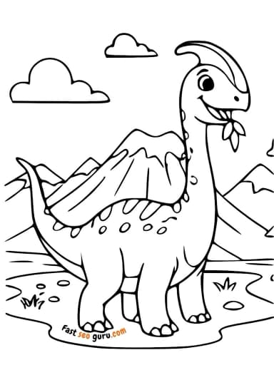 Free Parasaurolophus Coloring Page Pictures to Color for Kids