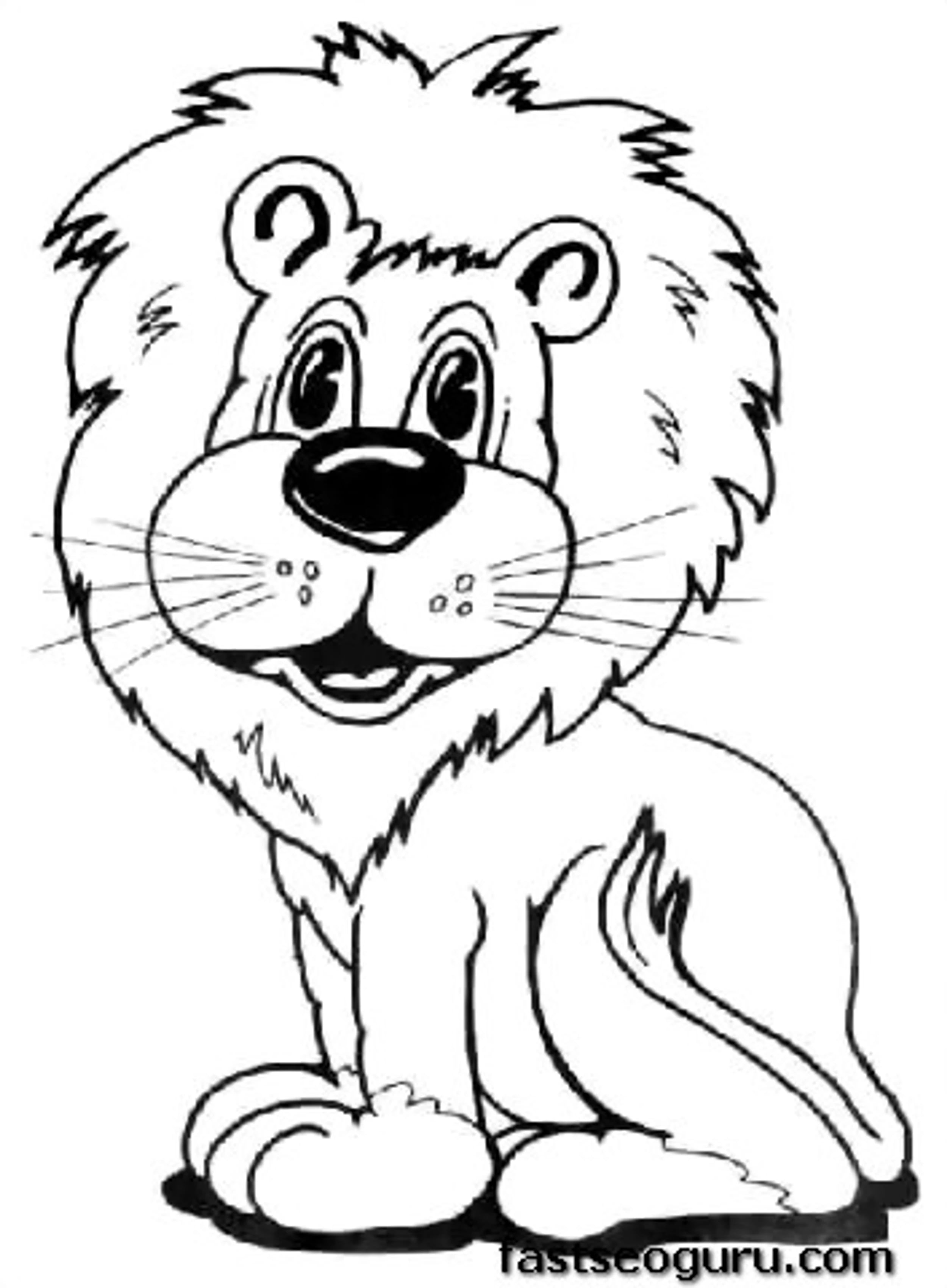 Print Out Coloring Pages Animal A Happy Lion