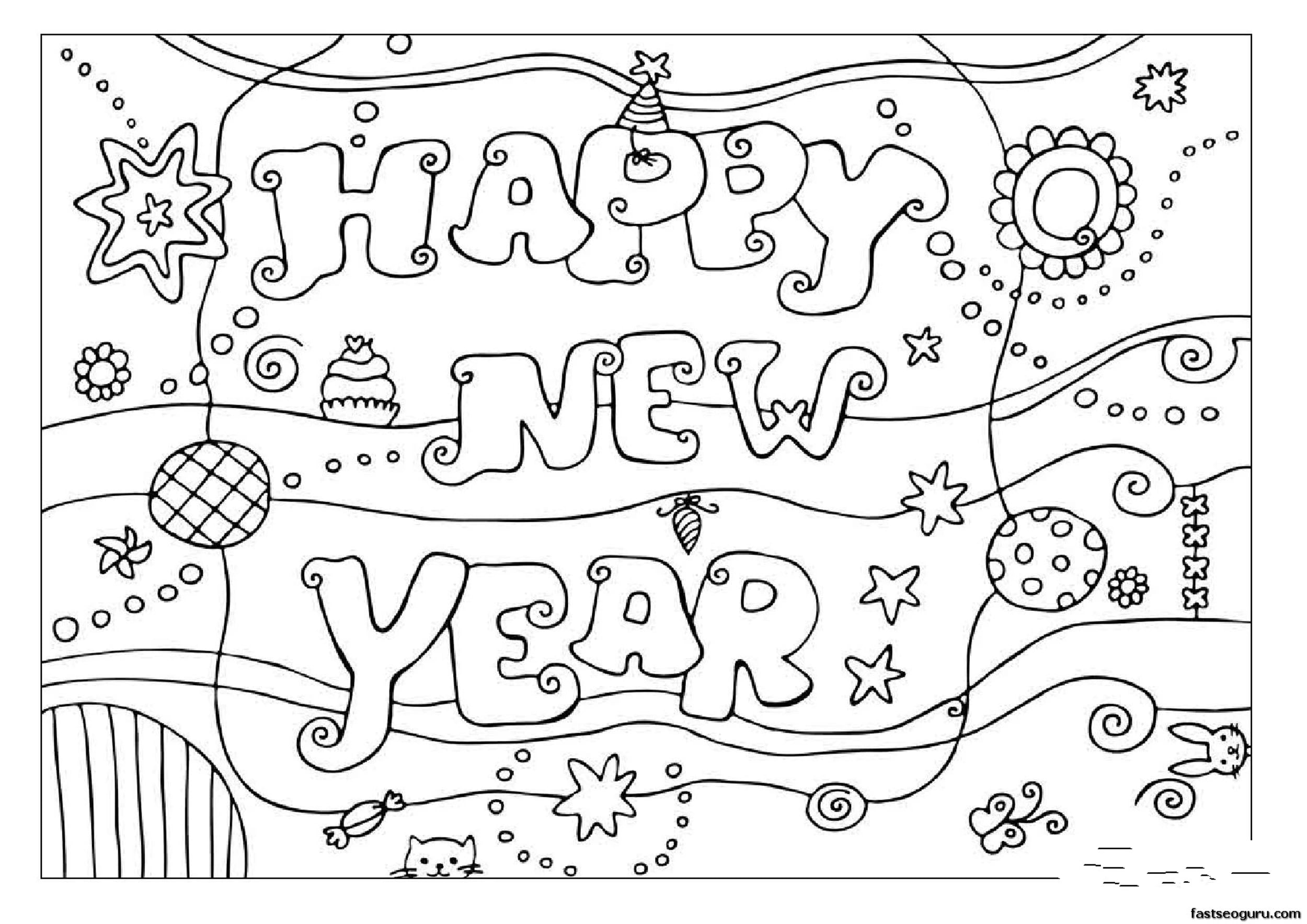 Printabel Coloring Pages Happy New Year 2013_1
