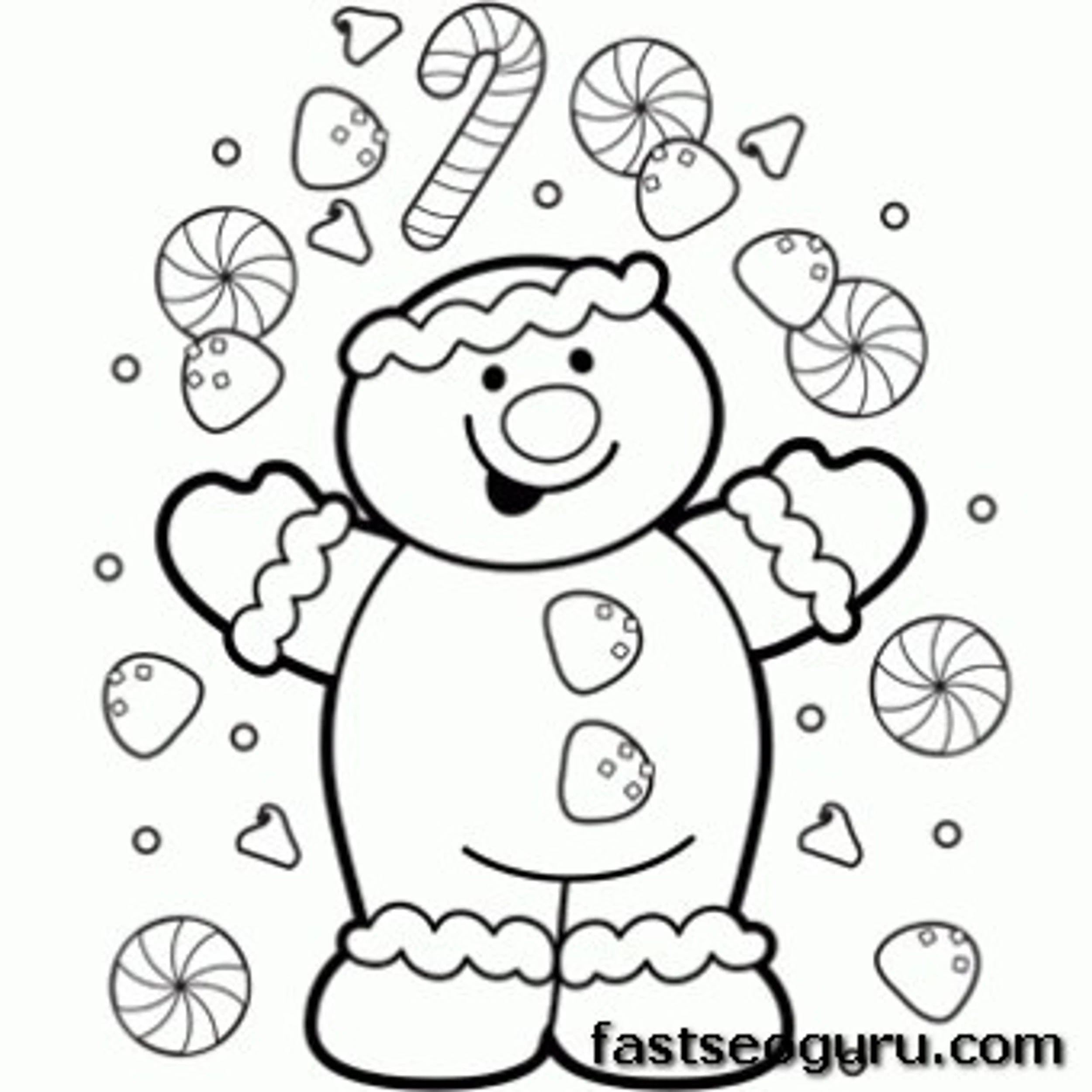 Printable Christmas A Happy Gingerbread Boy Coloring Page