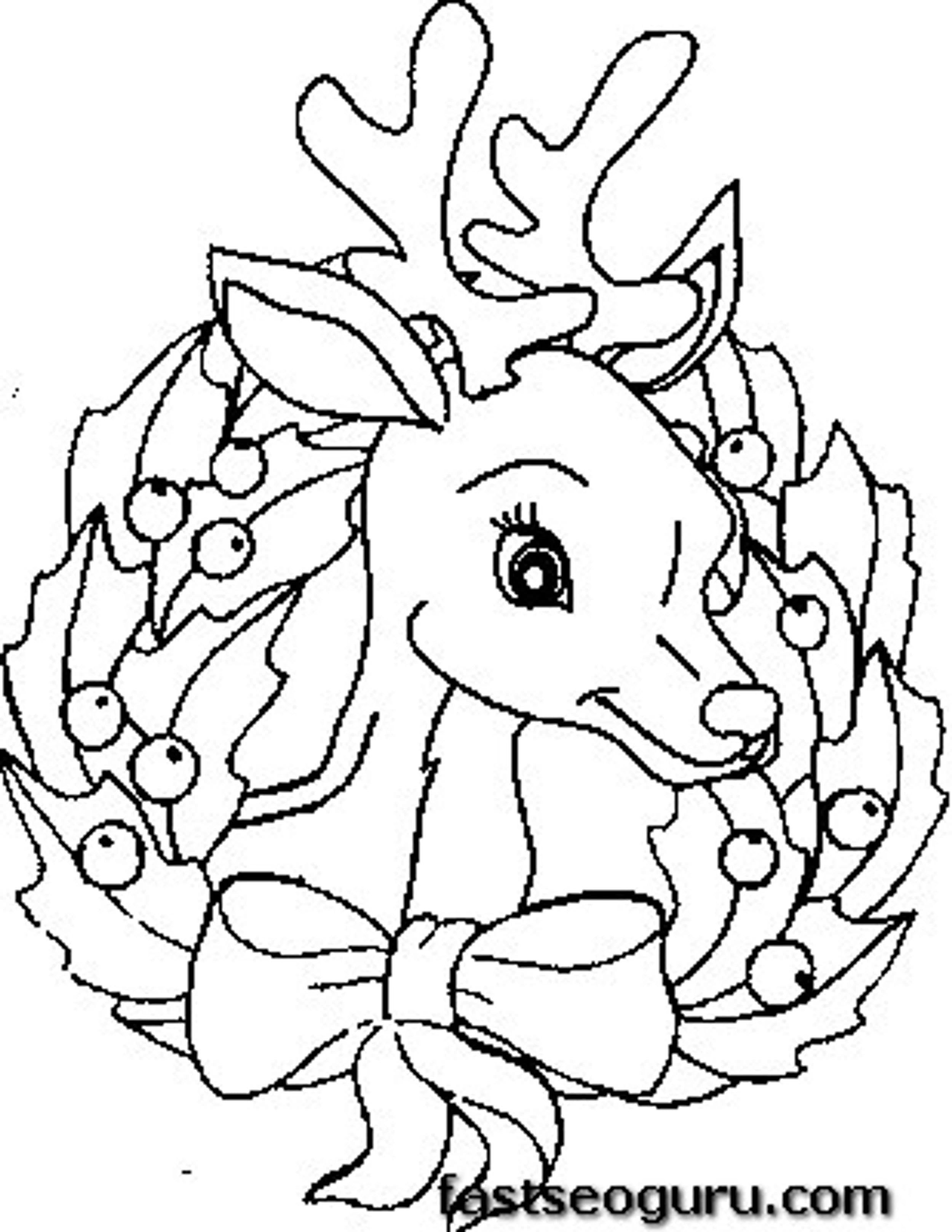 Printable Coloring Pages Of Christmas Reindeer Face