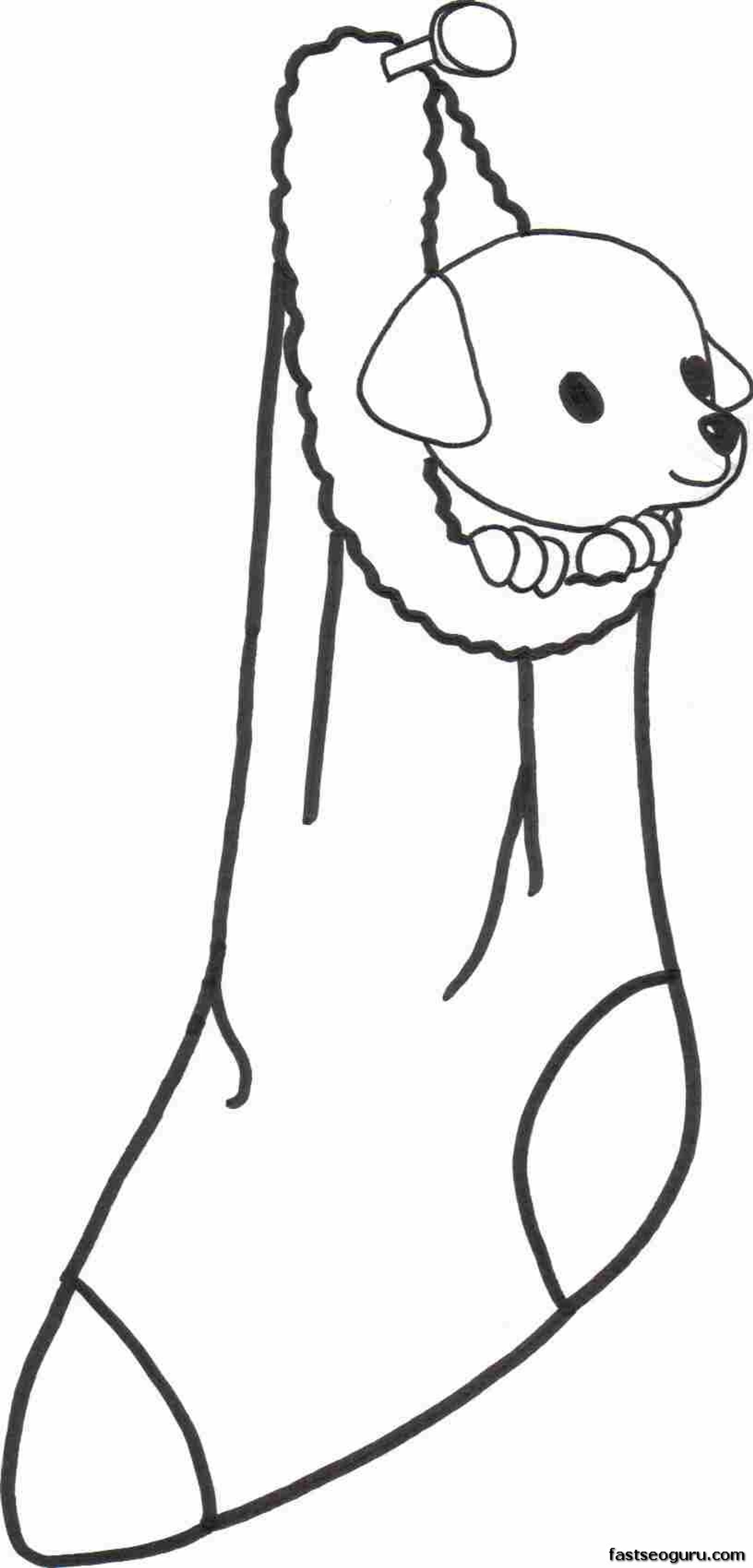 Printable Coloring Pages Puppy In A Christmas Stocking