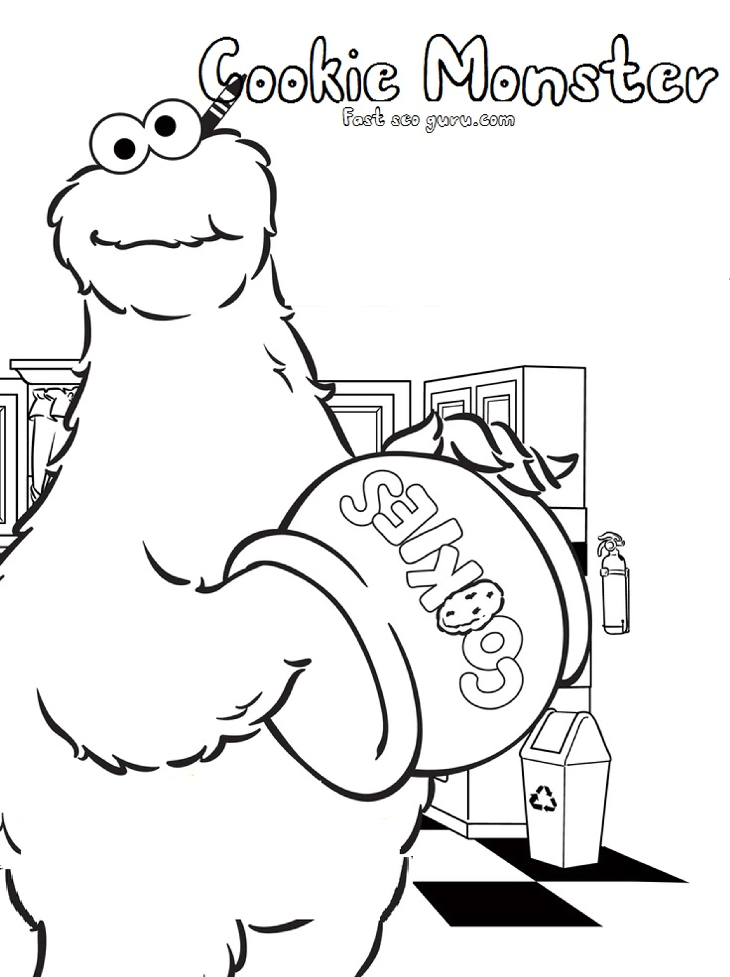 Printable Cookie Monster and the rest of the Sesame Street coloring pages