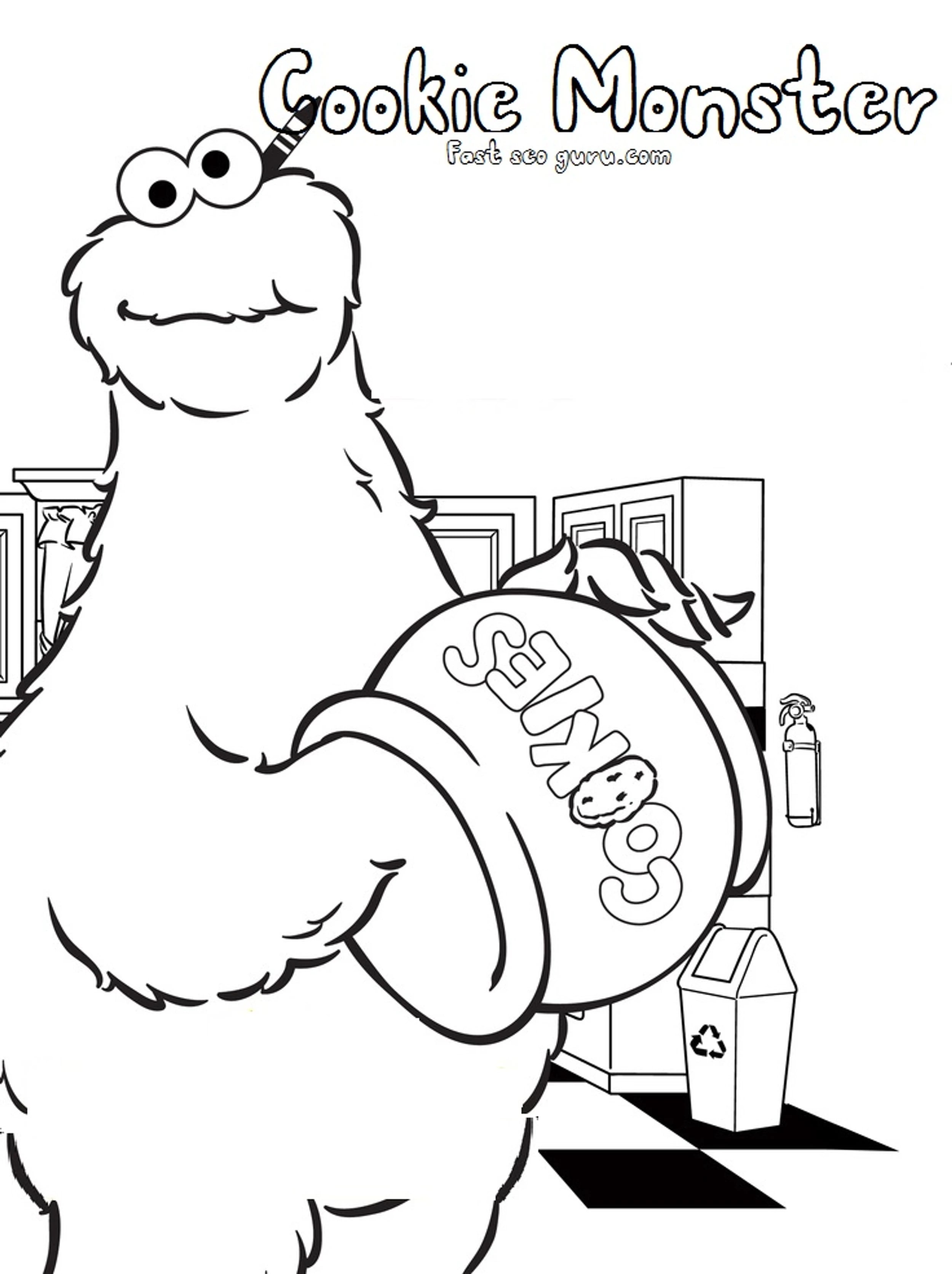 Printable Cookie Monster And The Rest Of The Sesame Street Coloring Pages