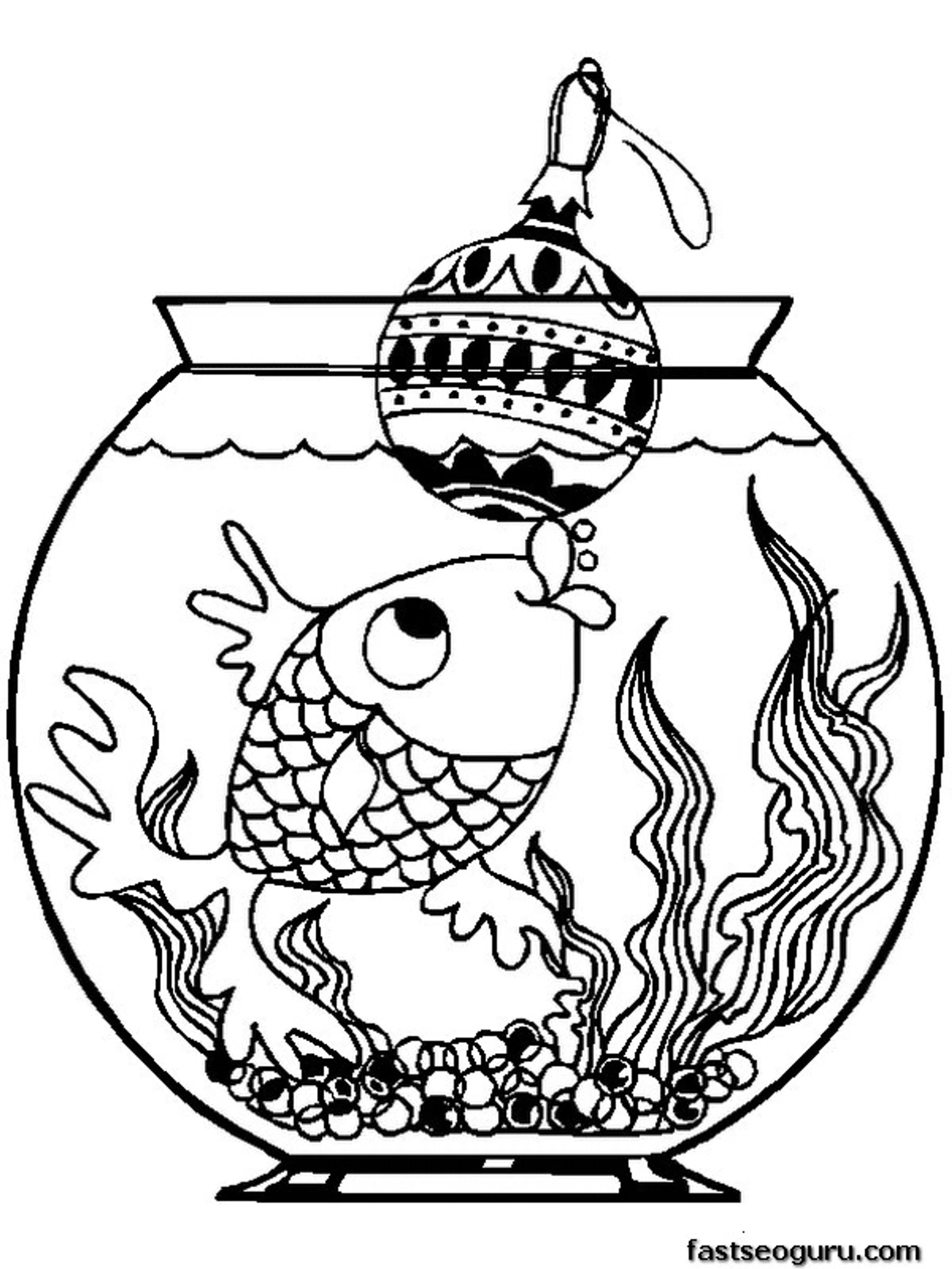 Printable Fish With Christmas Decorations Coloring Pages