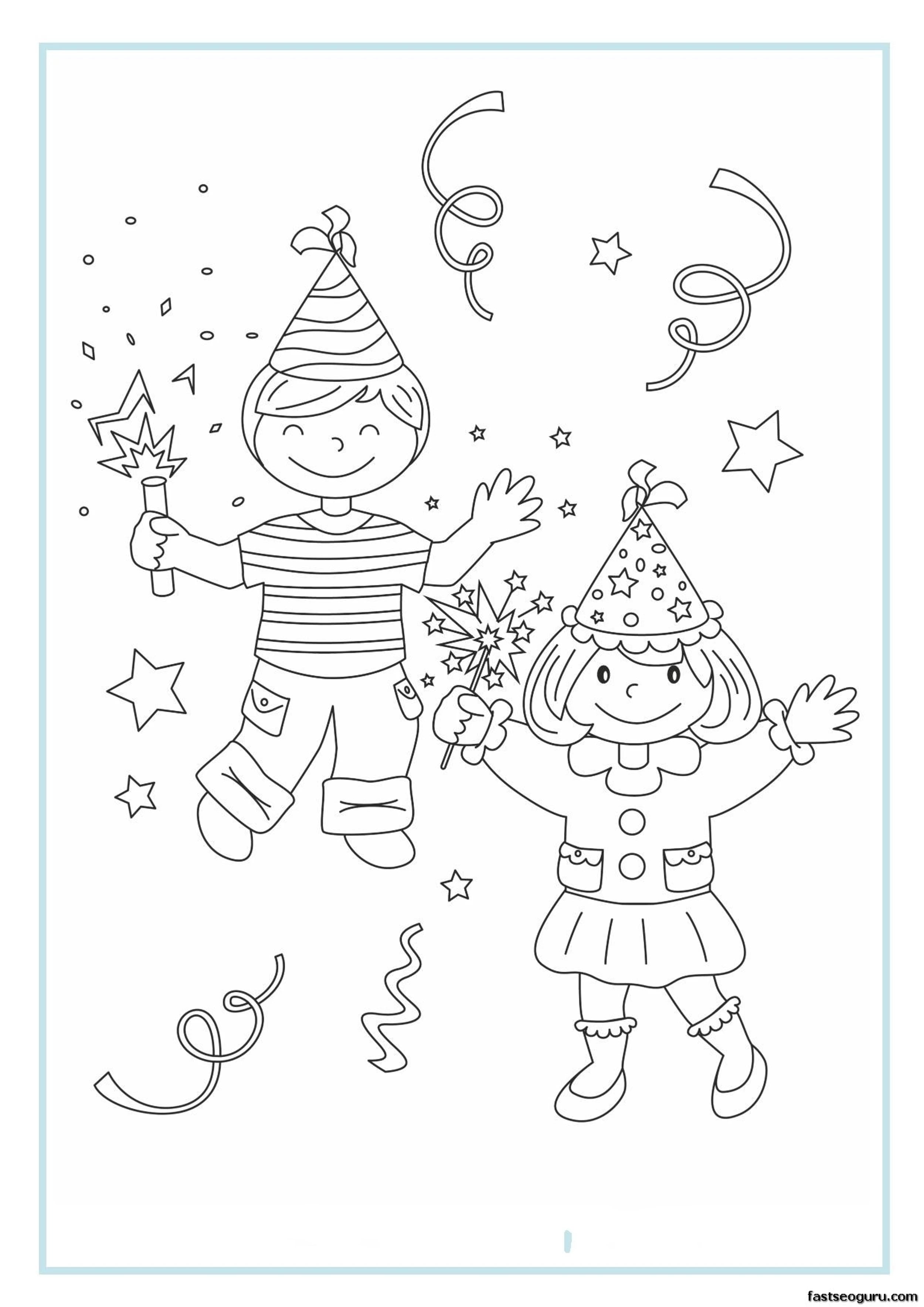Printable New Year Coloring Sheet Kids_1
