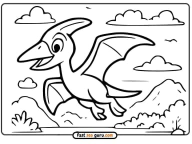Pterodactyl Coloring Page – Free Pictures to Color for Kids