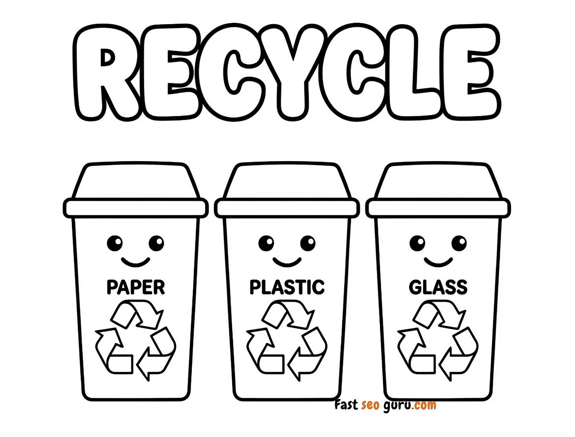Recycling Earth Day Coloring Pages Printable Eco Friendly Activities