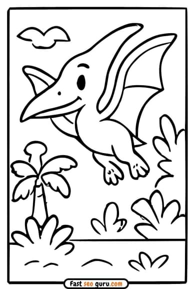Simple Pterodactyl Coloring Page – Free Easy Pictures to Color for Kids