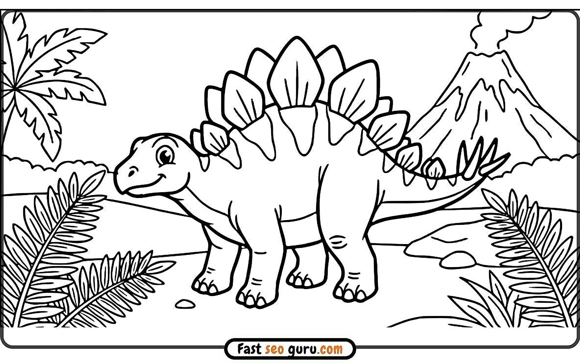 Cute Stegosaurus Easy Coloring Page – Free Printable For Kids