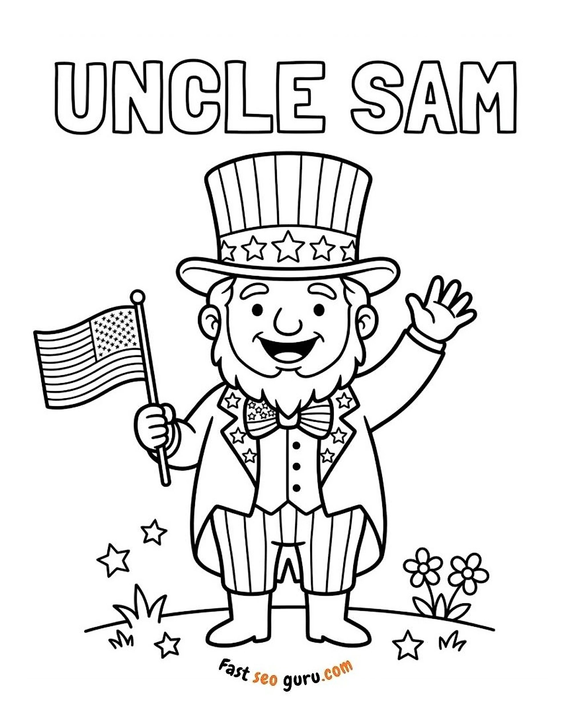 Uncle Sam 4th Of July Coloring Page – Free Printable For Kids